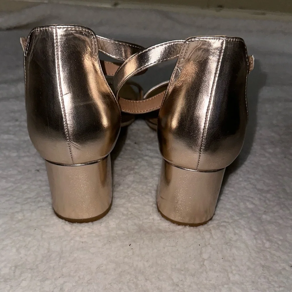 Lane Bryant Rose Gold Block Heel Ankle Strap Sandals Size 12W